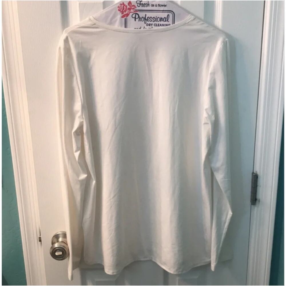 NEW! Lafayette 148 New York Stretch Cotton Tee in WHITE (L) - Picture 5 of 13